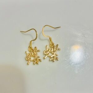 Kanji Earrings, Chinese character, Japanese character, Butterfly